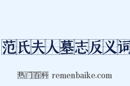 范氏夫人墓志反义词是什么意思的图片